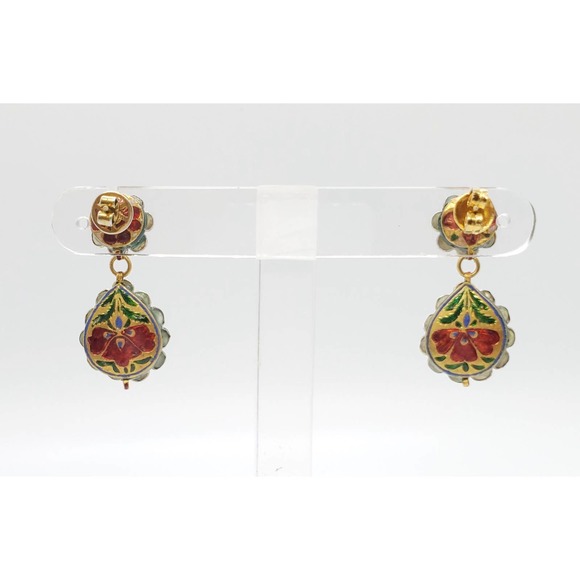 Cats Eyes with Rose Cut Diamond Earring - Picture 3 of 3